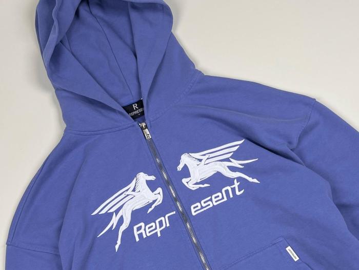 Represent 247 Sweatshirts Men's Indigo Hooded Non Detachable Moderate