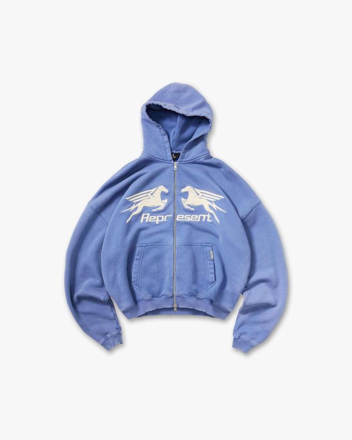 Represent 247 Sweatshirts Men's Indigo Hooded Non Detachable Moderate