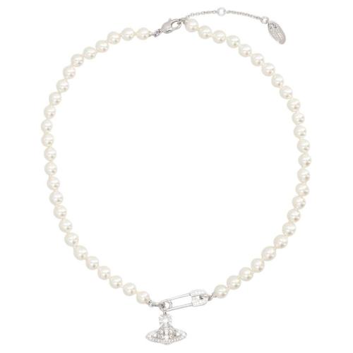 Vivienne Westwood Orb Safety pin Pearl Necklace