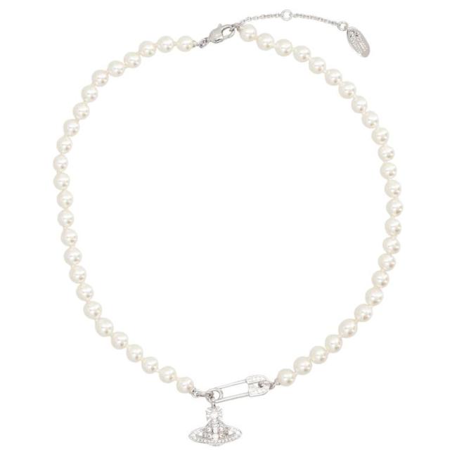 Vivienne Westwood Orb Safety pin Pearl Necklace