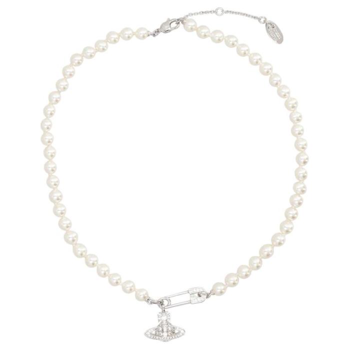 Vivienne Westwood Orb Safety pin Pearl Necklace