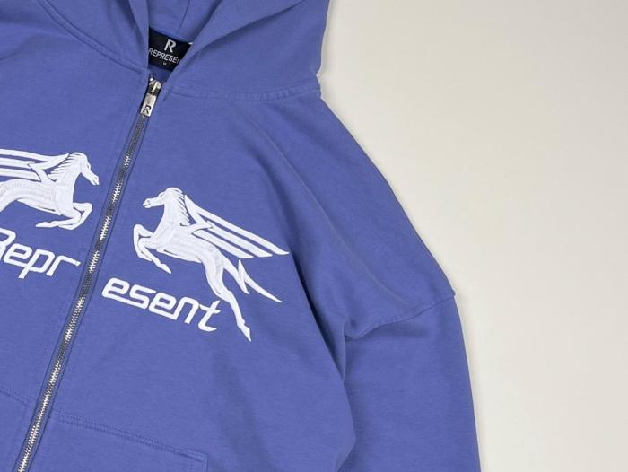 Represent 247 Sweatshirts Men's Indigo Hooded Non Detachable Moderate