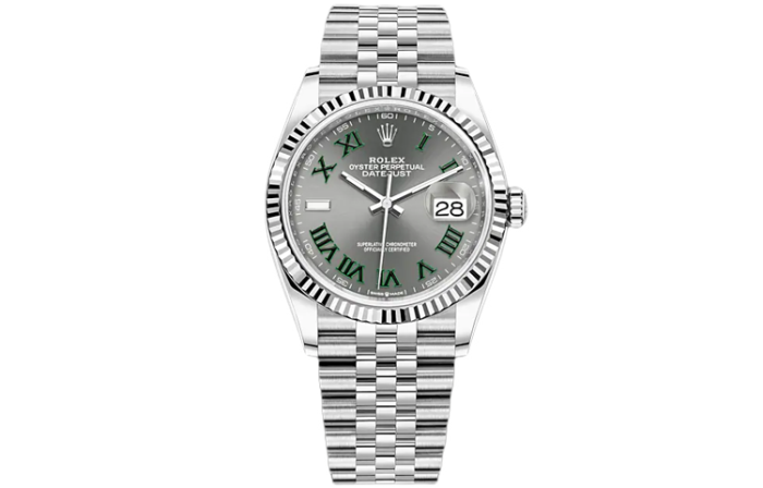 ROLEX Fluted Bezel Two Tone Datejust Collection Automatic Mechanical Movement Women's Watch 36mm Gray Dial