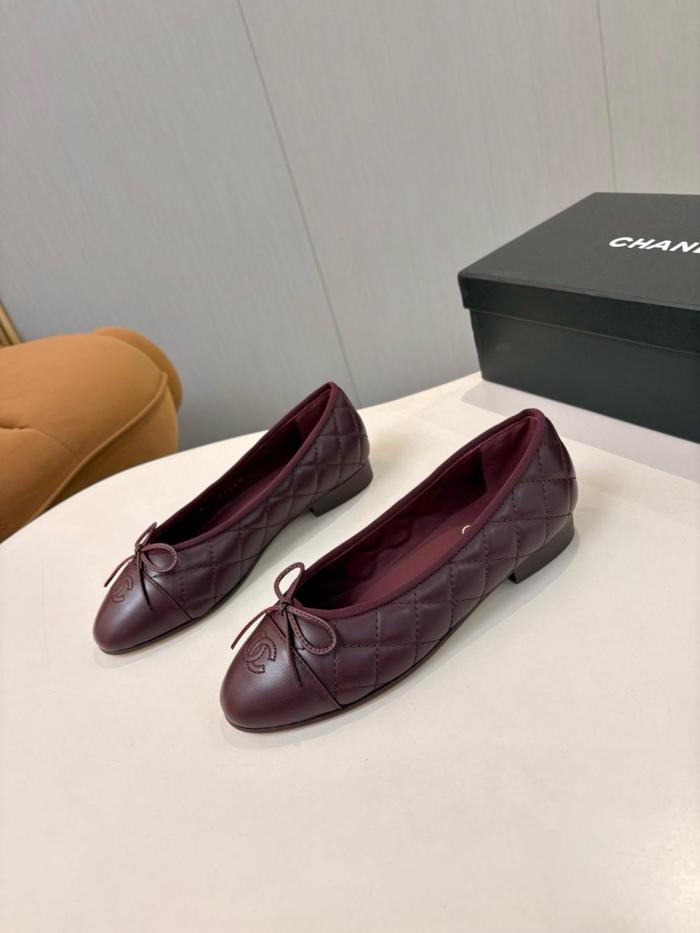 CHANEL 26P Sheepskin Casual Shoes 1CM Women's Dark Burgundy