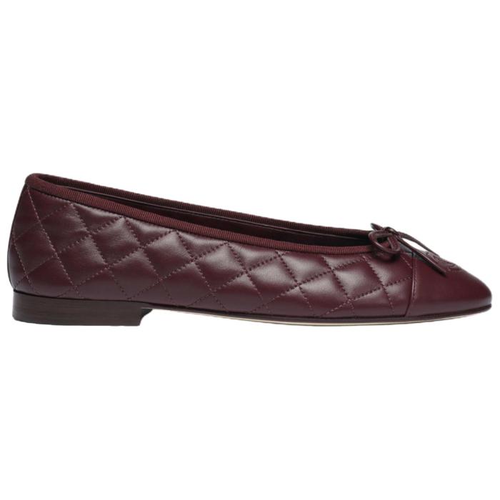 CHANEL 26P Sheepskin Casual Shoes 1CM Women's Dark Burgundy