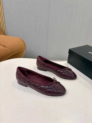CHANEL 26P Sheepskin Casual Shoes 1CM Women's Dark Burgundy