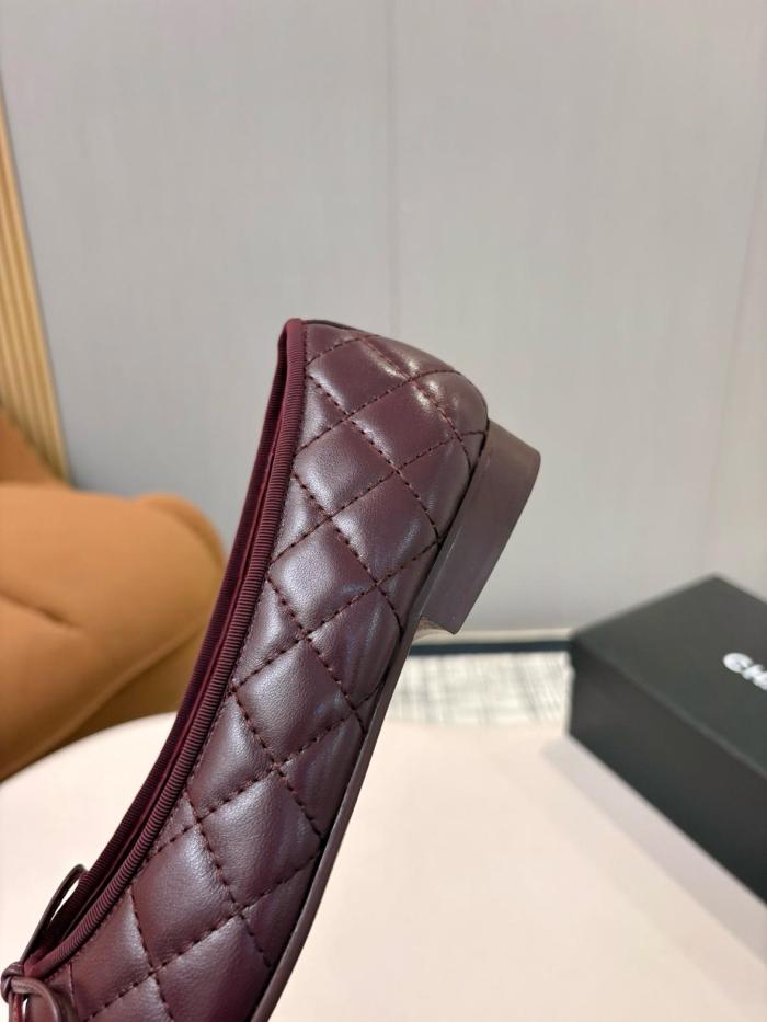 CHANEL 26P Sheepskin Casual Shoes 1CM Women's Dark Burgundy