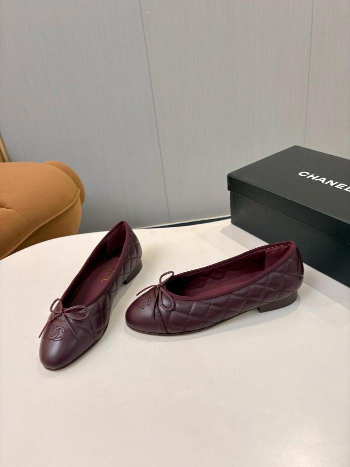 CHANEL 26P Sheepskin Casual Shoes 1CM Women's Dark Burgundy