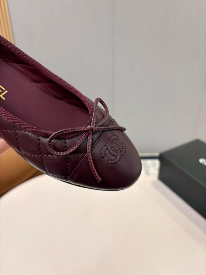 CHANEL 26P Sheepskin Casual Shoes 1CM Women's Dark Burgundy