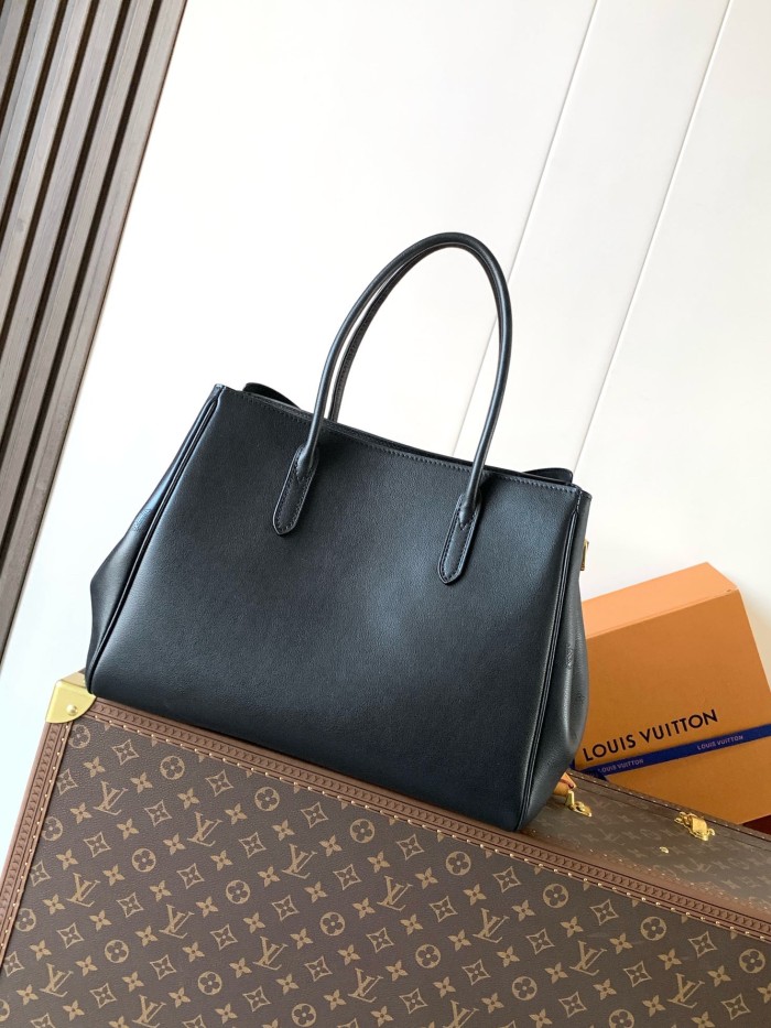 LOUIS VUITTON Vendome Calfskin Handbag Medium Women's Black M26338 L35.5 W17 H28cm