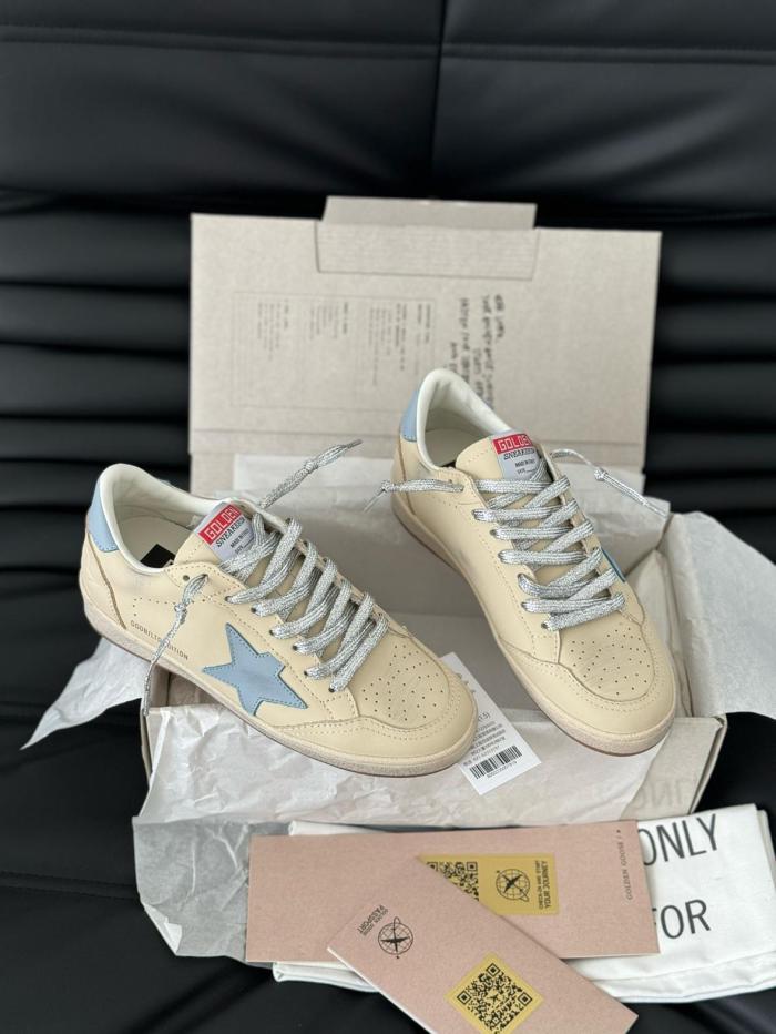 Golden Goose Ball Star Leather Low top Skateboard Shoes Women's Beige