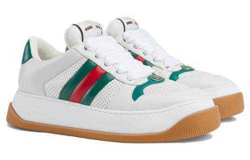 GUCCI Screener Jigglypuff, Distressed Shoes Leather Low top Skateboard Shoes White