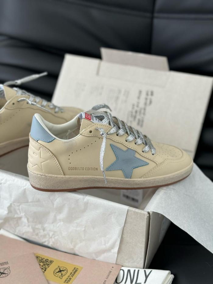 Golden Goose Ball Star Leather Low top Skateboard Shoes Women's Beige
