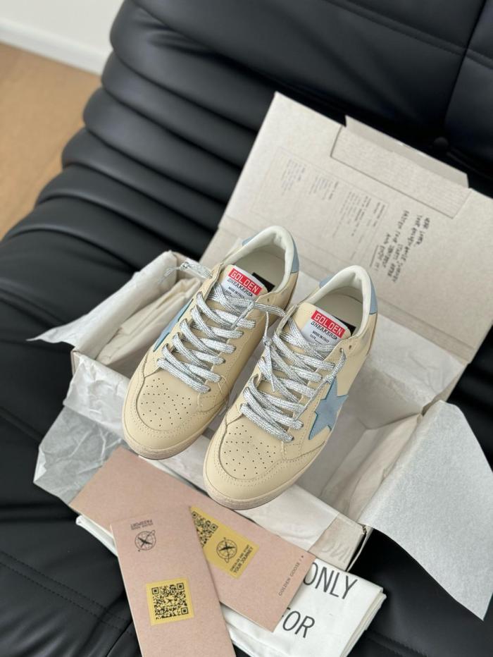 Golden Goose Ball Star Leather Low top Skateboard Shoes Women's Beige
