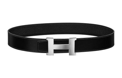 HERMES Constance Calfskin Leather Belts Men's Width 3.8cm