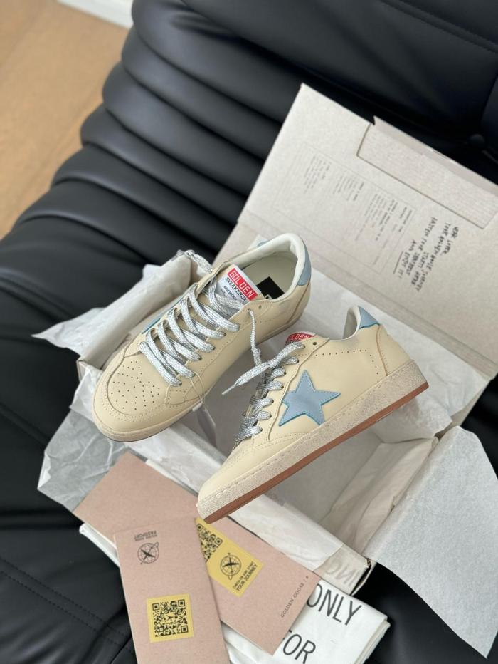 Golden Goose Ball Star Leather Low top Skateboard Shoes Women's Beige