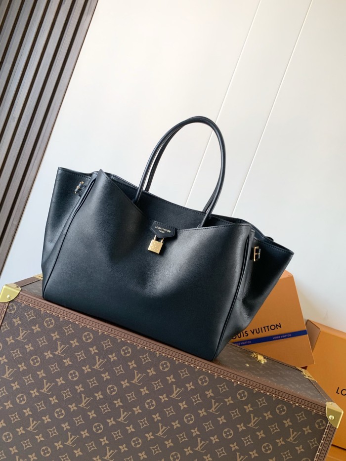 LOUIS VUITTON Vendome Calfskin Handbag Medium Women's Black M26338 L35.5 W17 H28cm