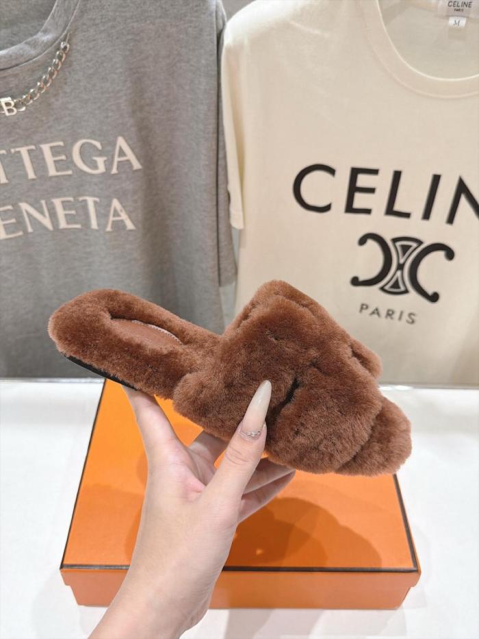 HERMES Oran Slide Slippers Women's Brown