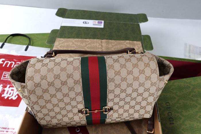 GUCCI GG Canvas One Shoulder Handbag Large Women's Sand & Brown 875019-FAFV9-9653 L37*W13*H29 cm