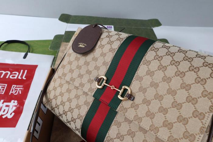 GUCCI GG Canvas One Shoulder Handbag Large Women's Sand & Brown 875019-FAFV9-9653 L37*W13*H29 cm