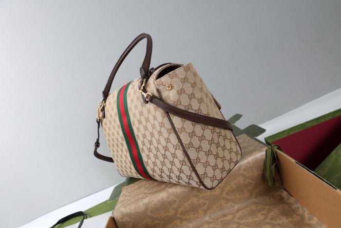 GUCCI GG Canvas One Shoulder Handbag Large Women's Sand & Brown 875019-FAFV9-9653 L37*W13*H29 cm