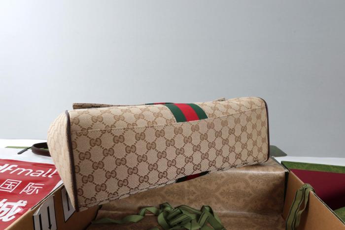 GUCCI GG Canvas One Shoulder Handbag Large Women's Sand & Brown 875019-FAFV9-9653 L37*W13*H29 cm