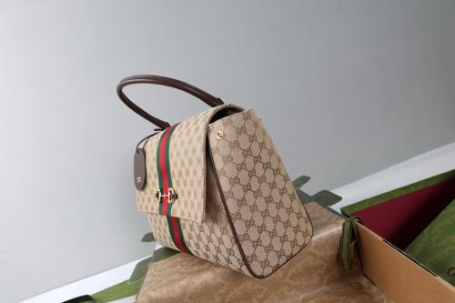 GUCCI GG Canvas One Shoulder Handbag Large Women's Sand & Brown 875019-FAFV9-9653 L37*W13*H29 cm