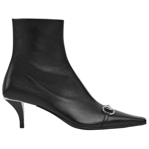 GUCCI Vittoria Leather Ankle Boots 5.5cm Women's Black