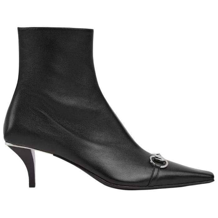 GUCCI Vittoria Leather Ankle Boots 5.5cm Women's Black