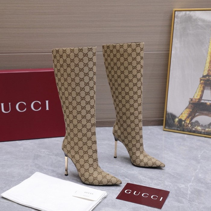 GUCCI Bombshell Over the knee Boots 11cm Women's Sandy Brown