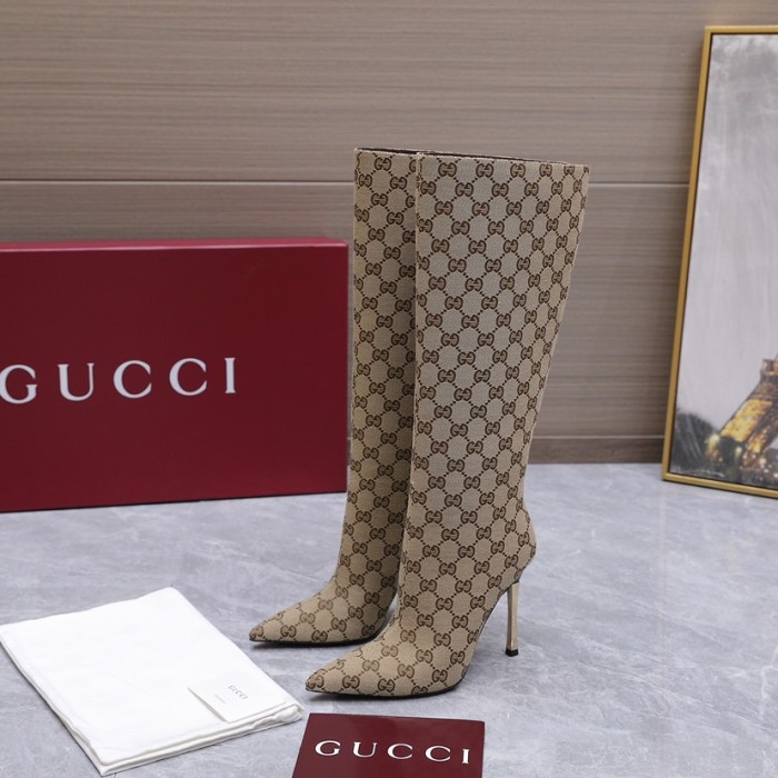 GUCCI Bombshell Over the knee Boots 11cm Women's Sandy Brown