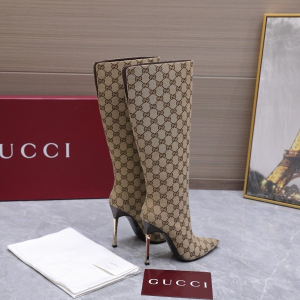 GUCCI Bombshell Over the knee Boots 11cm Women's Sandy Brown