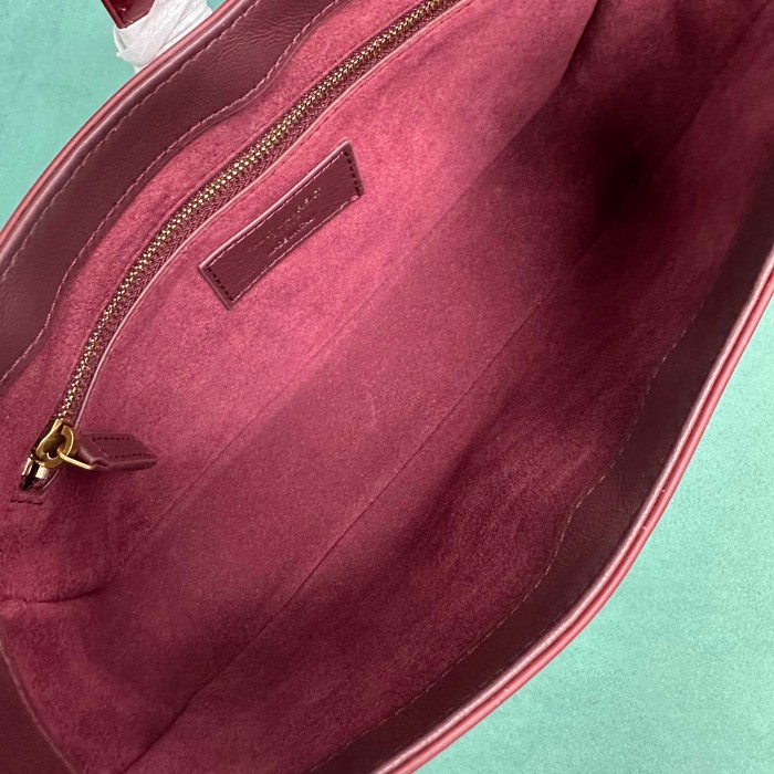 SAINT LAURENT Le 5 A 7 Patent Leather Hobo Bag, Saddle Bag, Handbag, Shoulder Bag Mini Women's Dark Burgundy 657228-B870W-6413 L23 W6.5 H16cm