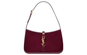 SAINT LAURENT Le 5 A 7 Patent Leather Hobo Bag, Saddle Bag, Handbag, Shoulder Bag Mini Women's Dark Burgundy 657228-B870W-6413 L23 W6.5 H16cm