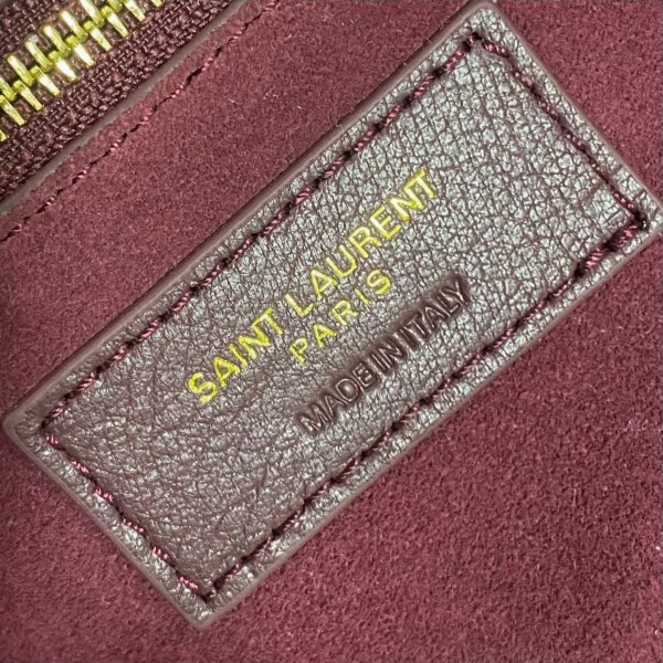 SAINT LAURENT Le 5 A 7 Patent Leather Hobo Bag, Saddle Bag, Handbag, Shoulder Bag Mini Women's Dark Burgundy 657228-B870W-6413 L23 W6.5 H16cm