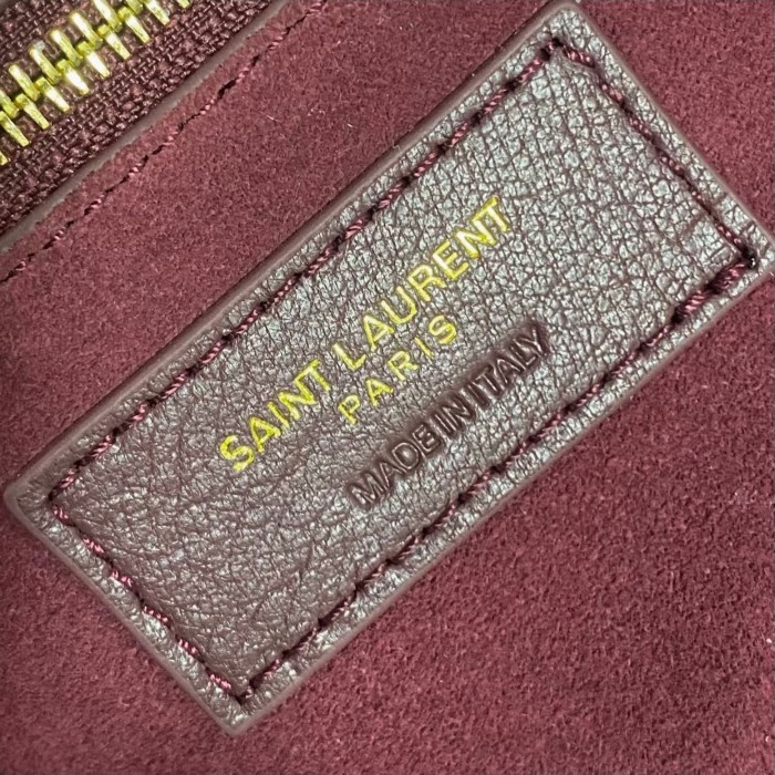SAINT LAURENT Le 5 A 7 Patent Leather Hobo Bag, Saddle Bag, Handbag, Shoulder Bag Mini Women's Dark Burgundy 657228-B870W-6413 L23 W6.5 H16cm