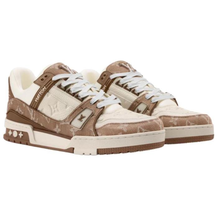 LOUIS VUITTON Trainer Cow Leather Low top Skateboard Shoes Brown