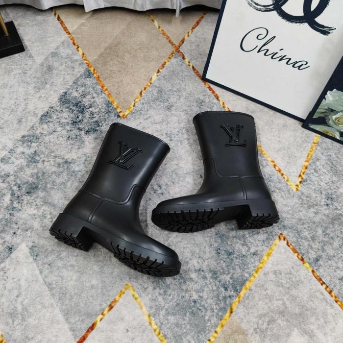LOUIS VUITTON Drops Rain Boots Women's Black