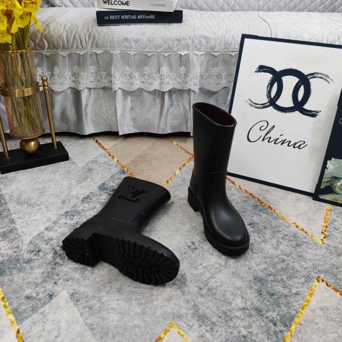 LOUIS VUITTON Drops Rain Boots Women's Black