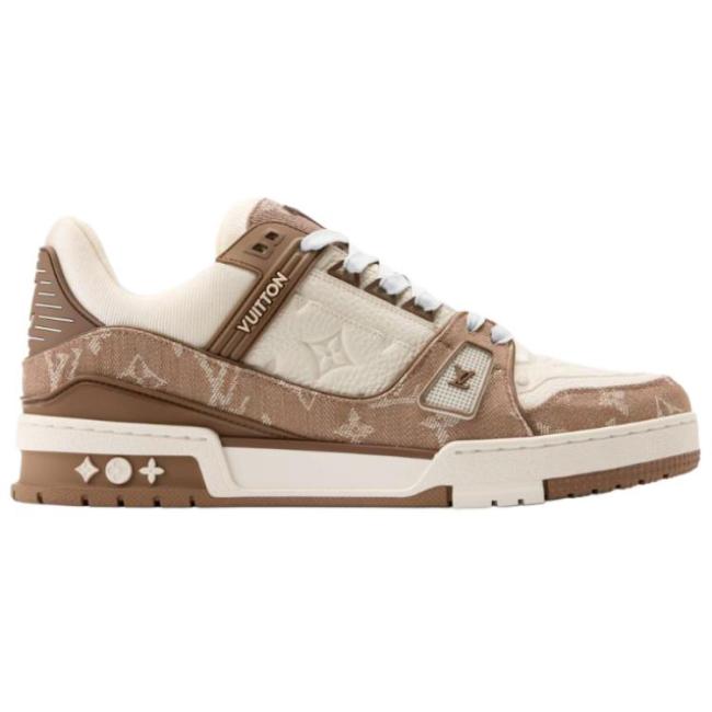 LOUIS VUITTON Trainer Cow Leather Low top Skateboard Shoes Brown