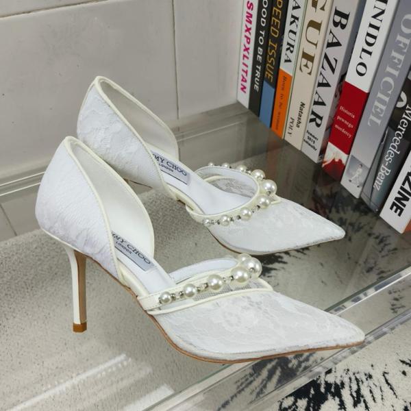 Jimmy Choo Aurelie Slim Heel High Heels 6.5cm Women's Ivory