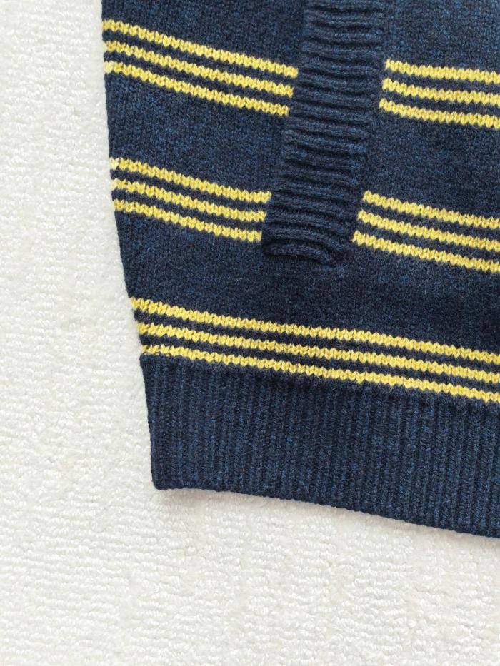 MIU MIU Sweaters Women's Marine Blue & Yellow Lapel Moderate Straight Fit