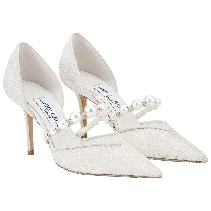 Jimmy Choo Aurelie Slim Heel High Heels 8.5cm Women's White