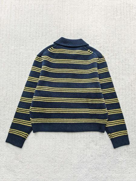 MIU MIU Sweaters Women's Marine Blue & Yellow Lapel Moderate Straight Fit