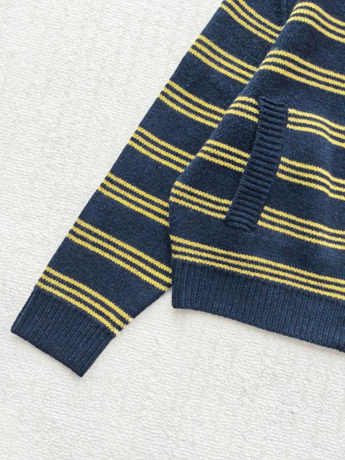 MIU MIU Sweaters Women's Marine Blue & Yellow Lapel Moderate Straight Fit