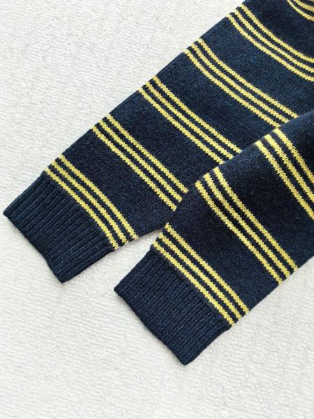 MIU MIU Sweaters Women's Marine Blue & Yellow Lapel Moderate Straight Fit