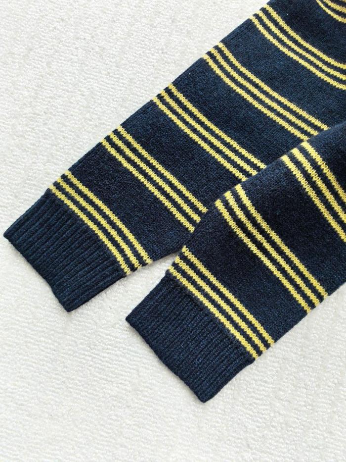MIU MIU Sweaters Women's Marine Blue & Yellow Lapel Moderate Straight Fit