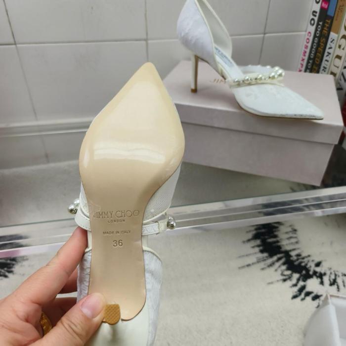 Jimmy Choo Aurelie Slim Heel High Heels 6.5cm Women's Ivory