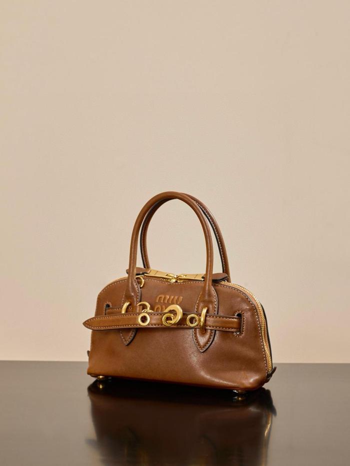 MIU MIU Nappa Leather Handbag Mini Women's Oak Tree Brown 5BP090_2BBL_F0316_V_OOO L21*W8*H13.2cm