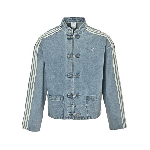 Adidas Originals Denim Jackets Women's Light Blue/Red/White/Dark Brown/Navy Blue Moderate Straight Fit